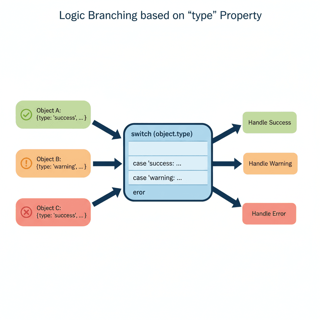 ディスクリミネイテッドユニオン:statusプロパティによるswitch分岐の図