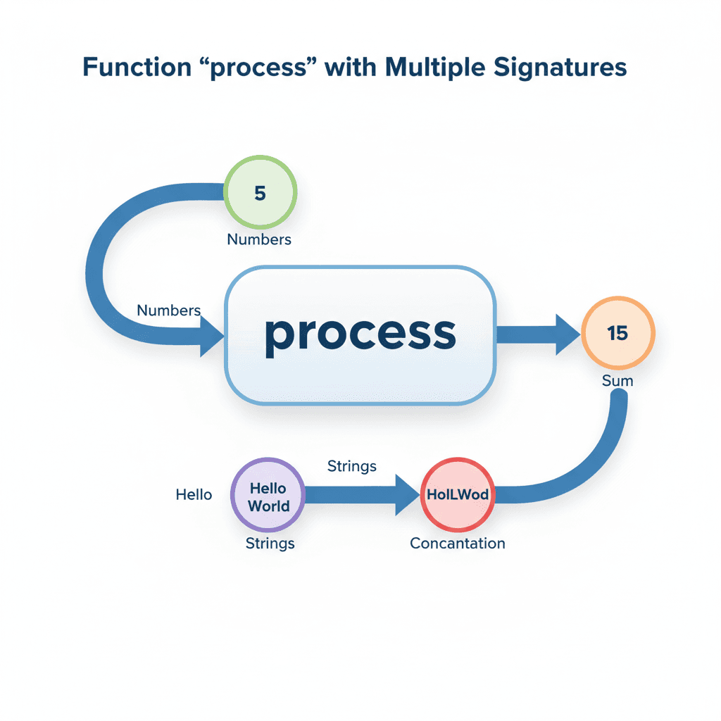 関数オーバーロード:引数の型によって異なる戻り値型を持つ関数の概念図